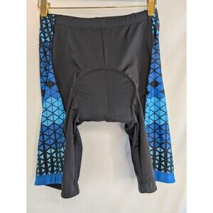 Beroy Cycling Shorts Women Large Black Blue Polyester Spandex Blend Padded TAGS
